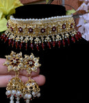 Maroon and gold Hyderabadi choker Set!