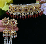 Maroon and gold Hyderabadi choker Set!