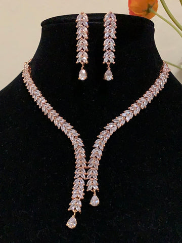 Zircon statement necklace set