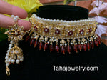 Maroon and gold Hyderabadi choker Set!