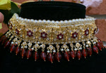 Maroon and gold Hyderabadi choker Set!